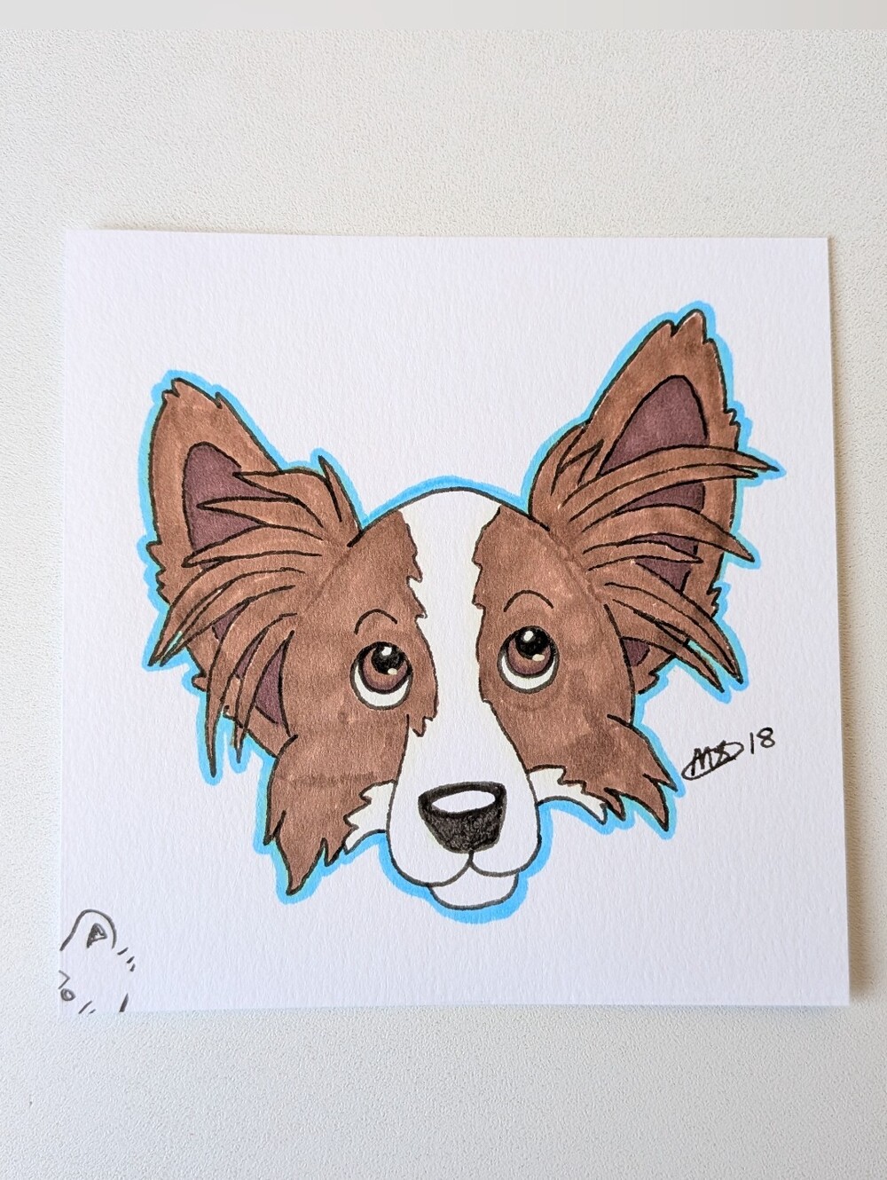 Original Cute Papillon Dogcember 4×4 Marker Pet Portrait By Mattoodles
